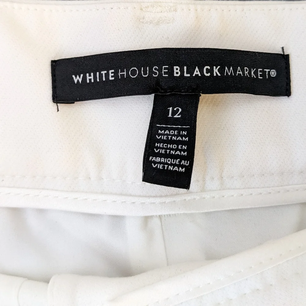 White House Black Market Cream Belted Pencil Skirt - Picture 2 of 4